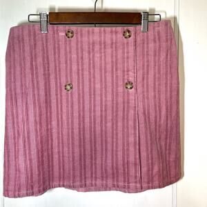 Wild Fable Pink Ribbed Faux Button-Front Mini Skirt Women’s L – NWT Soft Knit